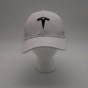 TESLA BASEBALL HAT WHITE ADJUSTABLE